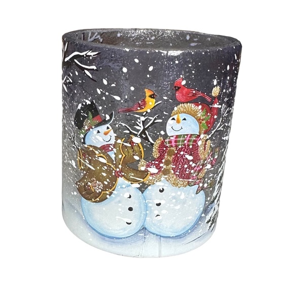Yankee Candle 1711159 Snow Couple Snowman Votive Candle Holder - Picture 1 of 3